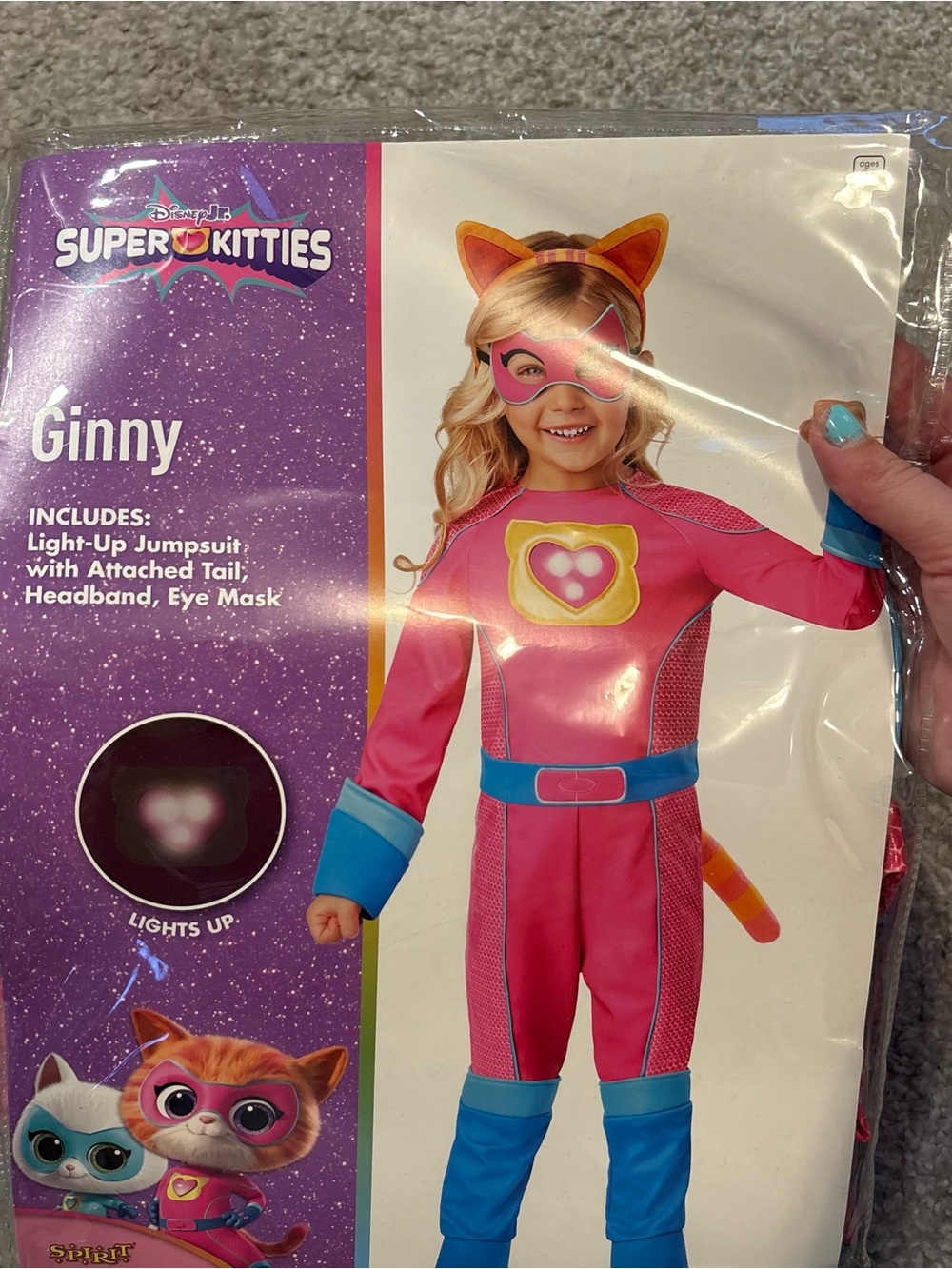 Disney Super Kitties Ginny Pink and Blue Light-Up Kids Costume 3T 4T Halloween